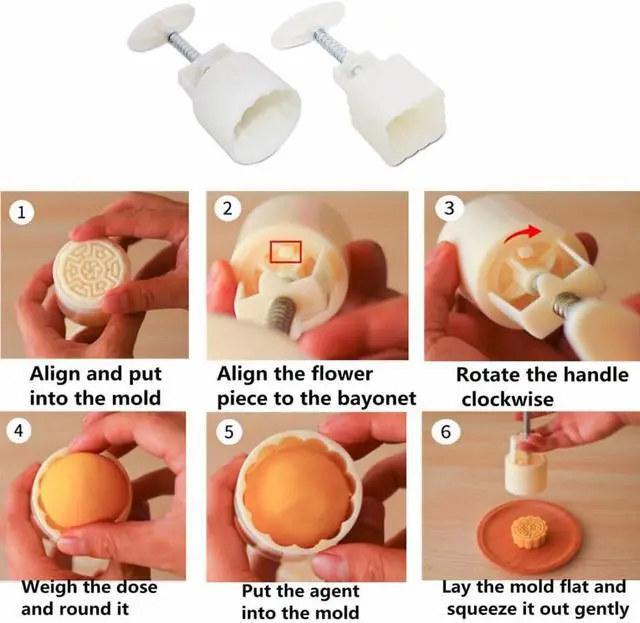 Alt view image 5 of 7 - 2 Pack Mooncake Mold Press for Moon Cake Baking Cookie Pastry