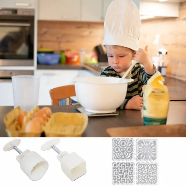 Alt view image 7 of 7 - 2 Pack Mooncake Mold Press for Moon Cake Baking Cookie Pastry