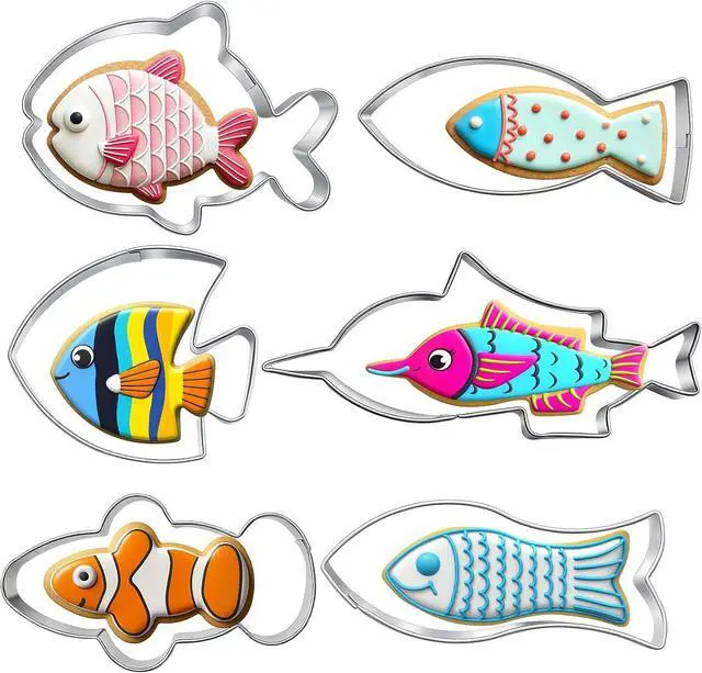 Main image of hitsuki Fish Cookie Cutter Set Fish shapes Metal Cookie Molds6pcs
