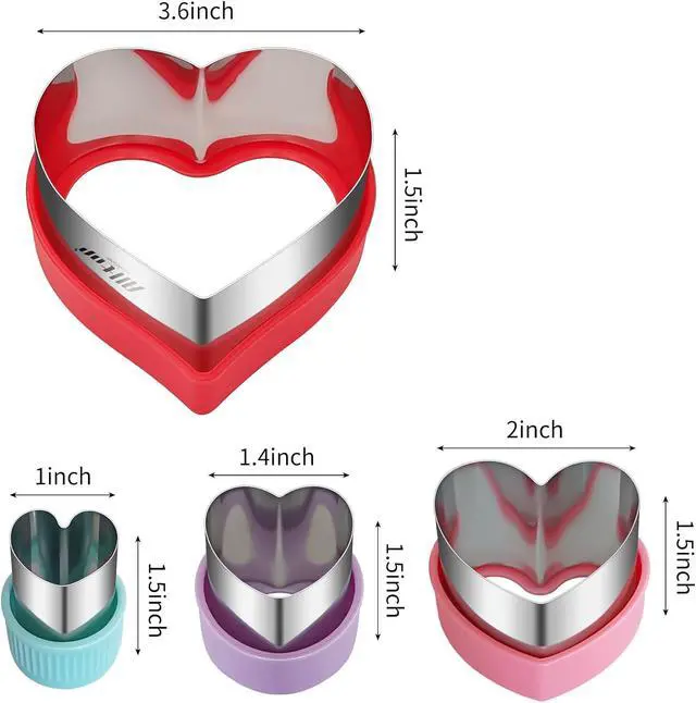 Alt view image 2 of 6 - ALLTOP Heart-Shaped Cookie Cutter Set - 4 Size Biscuit Cutter for Valentine's Day Baking, Romantic Dessert Decoration, Anniversary Cooking & More
