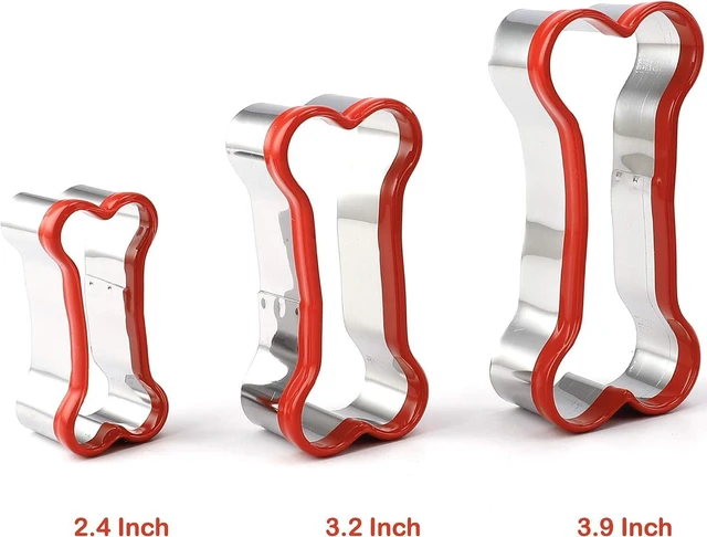 Alt view image 2 of 7 - 3-Piece Dog Bone Cookie Cutters Set - Dog Treats Cutters, Bone Shapes, 2.4" to 3.9" Soft PVC Coated