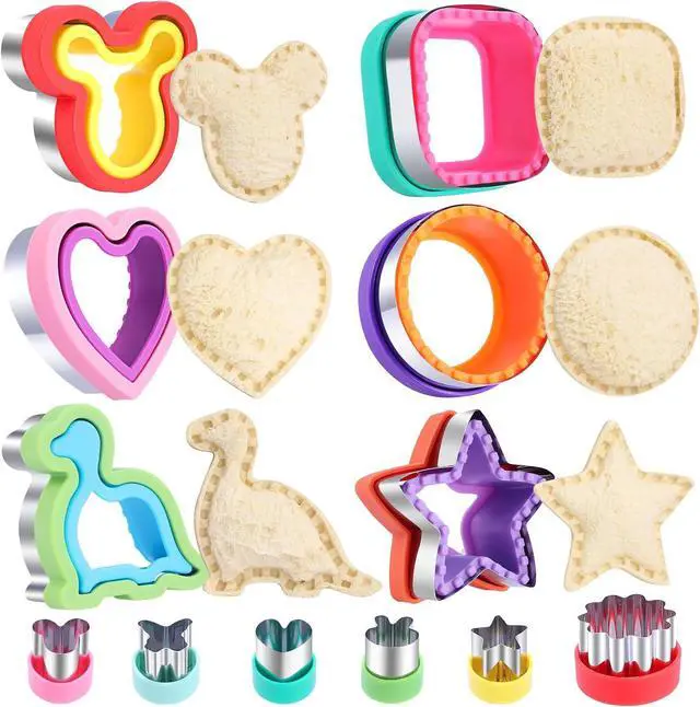 Main image of 12 Pcs Sandwich Cutter and Sealer Set, Bread Decruster Pancake Maker DIY Cookie Cutters Vegetable Cutter Shapes for Kids, Ideal for School Lunch Boxes and Bento Boxes Boys Girls