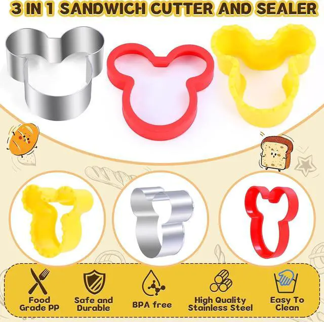Alt view image 4 of 7 - 12 Pcs Sandwich Cutter and Sealer Set, Bread Decruster Pancake Maker DIY Cookie Cutters Vegetable Cutter Shapes for Kids, Ideal for School Lunch Boxes and Bento Boxes Boys Girls