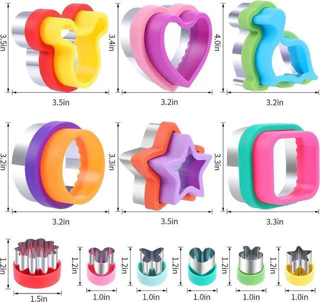 Alt view image 5 of 7 - 12 Pcs Sandwich Cutter and Sealer Set, Bread Decruster Pancake Maker DIY Cookie Cutters Vegetable Cutter Shapes for Kids, Ideal for School Lunch Boxes and Bento Boxes Boys Girls