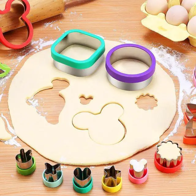 Alt view image 7 of 7 - 12 Pcs Sandwich Cutter and Sealer Set, Bread Decruster Pancake Maker DIY Cookie Cutters Vegetable Cutter Shapes for Kids, Ideal for School Lunch Boxes and Bento Boxes Boys Girls