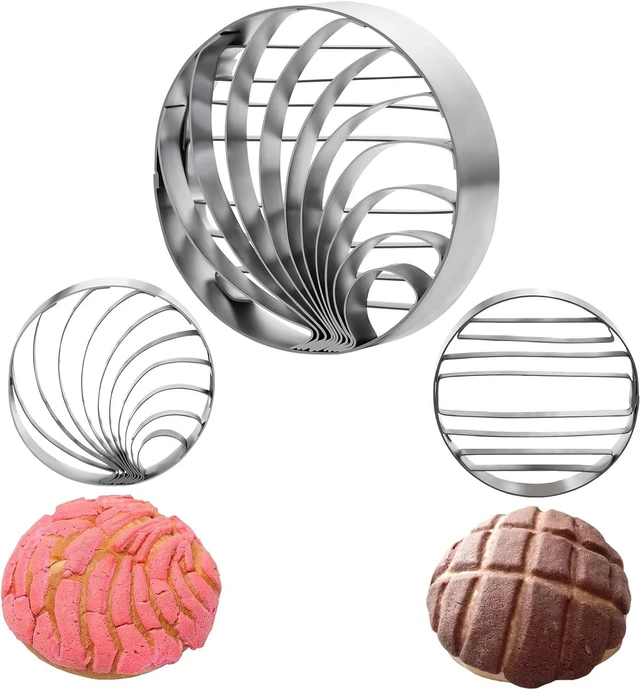 Main image of Concha Cutter Mexican Bread Mold Made Of Stainless Steel 4.1 Inch Concha Stamp Two Sided Mold For Pan Dulce Mexicano Cortadora De Pan, Bread Shape Cutter