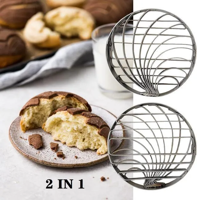 Alt view image 4 of 7 - Concha Cutter Mexican Bread Mold Made Of Stainless Steel 4.1 Inch Concha Stamp Two Sided Mold For Pan Dulce Mexicano Cortadora De Pan, Bread Shape Cutter