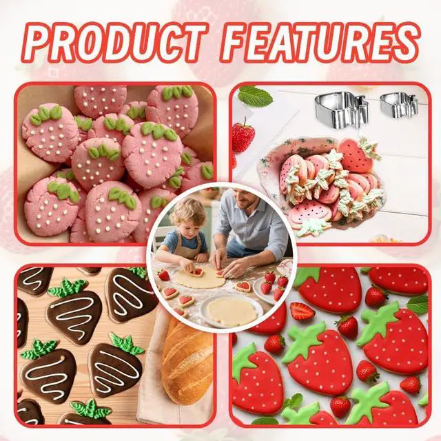 Alt view image 5 of 6 - Strawberry Cookie Cutter Set,3PCS(3.5,2.5,1.5Inch)