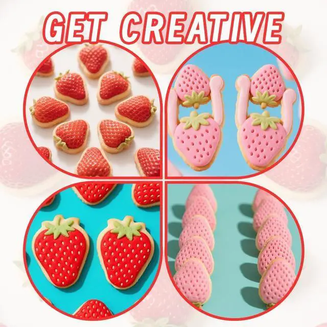 Alt view image 6 of 6 - Strawberry Cookie Cutter Set,3PCS(3.5,2.5,1.5Inch)