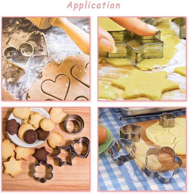 Alt view image 6 of 7 - MCIGICM Cookie Cutters Set 12PCS: Flower Round Heart Star Shape Cookie Mold