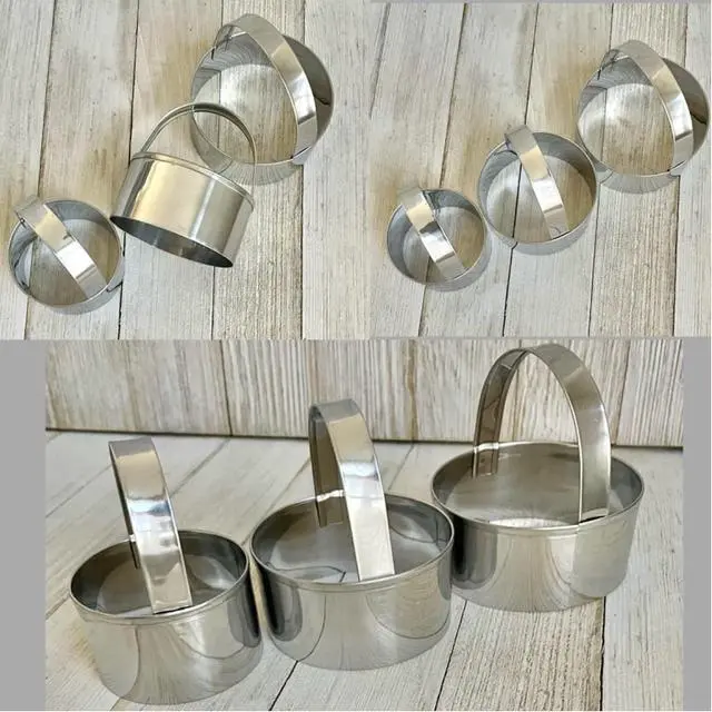 Alt view image 3 of 7 - 3 Pieces Round Biscuit Cutter with Handle - Stainless Steel Round Circle Doughnut Cutter Baking Molds Assorted Size
