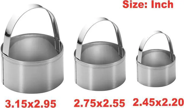 Alt view image 7 of 7 - 3 Pieces Round Biscuit Cutter with Handle - Stainless Steel Round Circle Doughnut Cutter Baking Molds Assorted Size
