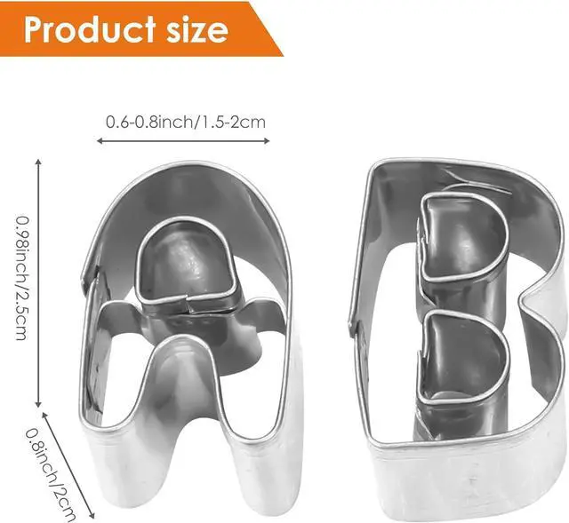 Alt view image 2 of 7 - Letter Cookie Cutters Set of 26 - A to Z Alphabet Cookie Cutters 1 Inch Stainless Steel Fondant Cutters Funny Metal Baking Tools for Cutting Pastries, Dough, etc.