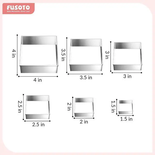 Alt view image 3 of 7 - FUSOTO 6PCS Square Cookie Cutter Set, Square Shaped, 1.5-4 Inch