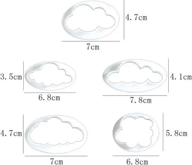 Alt view image 2 of 5 - Cloud Cookie Cutters Fluffy Fondant Cutter Cake Mold Cupcake Topper 10 Pcs