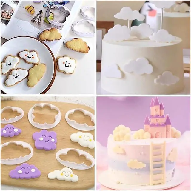 Alt view image 4 of 5 - Cloud Cookie Cutters Fluffy Fondant Cutter Cake Mold Cupcake Topper 10 Pcs