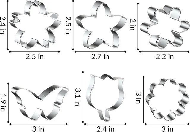 Alt view image 2 of 7 - FUSOTO 6PCS Flower Cookie Cutter Set, 3 Inches Flower Shaped