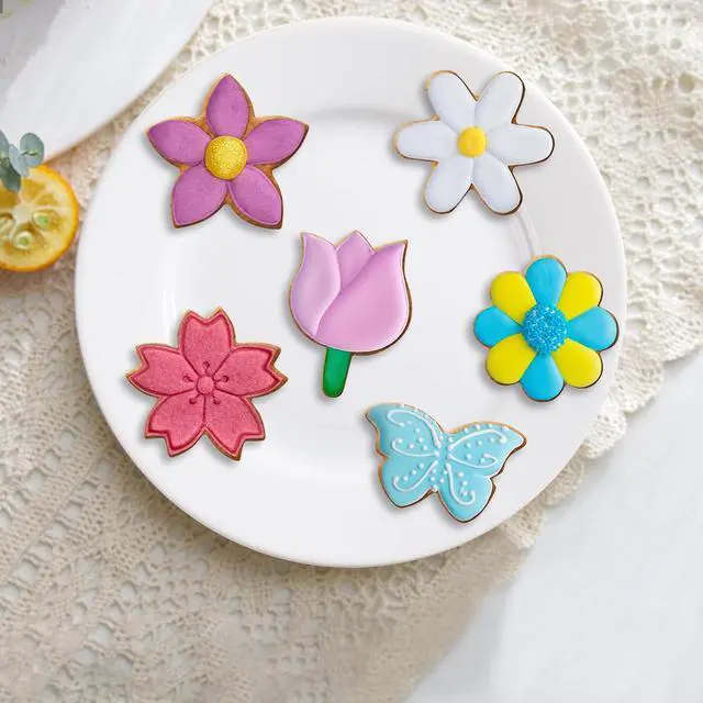 Alt view image 3 of 7 - FUSOTO 6PCS Flower Cookie Cutter Set, 3 Inches Flower Shaped