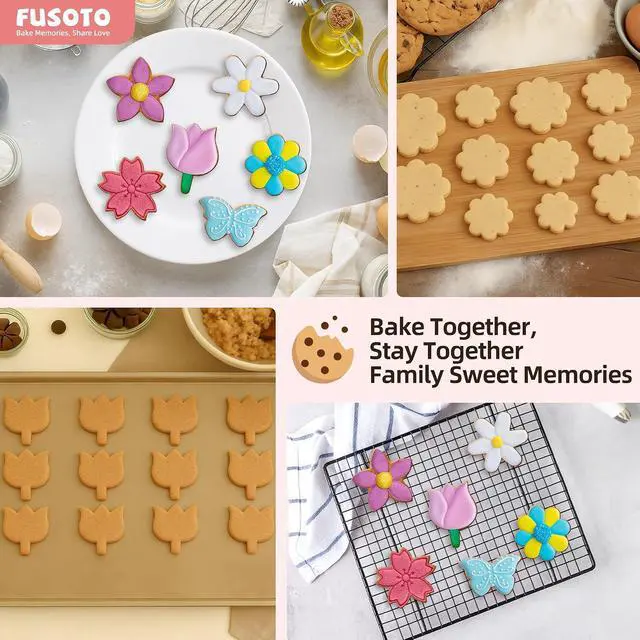 Alt view image 7 of 7 - FUSOTO 6PCS Flower Cookie Cutter Set, 3 Inches Flower Shaped