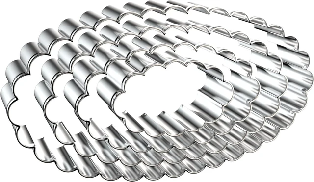 Main image of Scalloped Edge Oval Cookie Cutter Set Large - 5 Inch, 4 Inch, 3 Inch, 2 Inch - Fluted Wavy Oval Cookie Cutters Shapes Clay Molds - Stainless Steel