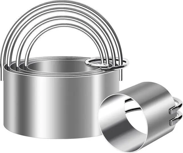 Main image of ALLTOP 5 Pieces Circle Biscuit Cutter,Professional Stainless Steel Round Cookie Cutters Tool with Ring Handle for Baking Pastry Doughnut