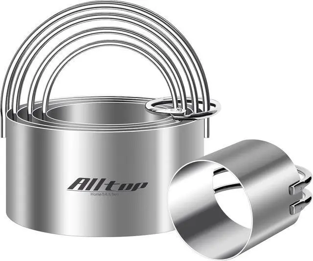 Alt view image 2 of 7 - ALLTOP 5 Pieces Circle Biscuit Cutter,Professional Stainless Steel Round Cookie Cutters Tool with Ring Handle for Baking Pastry Doughnut