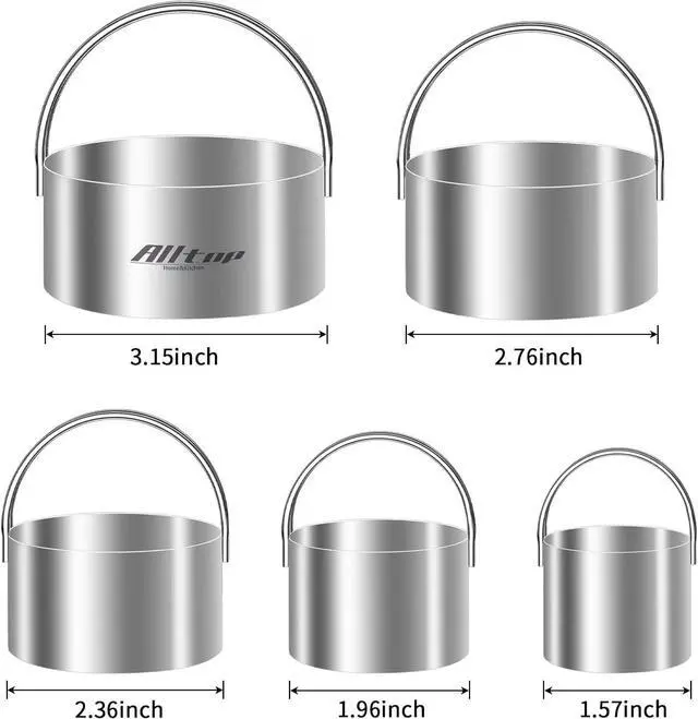 Alt view image 3 of 7 - ALLTOP 5 Pieces Circle Biscuit Cutter,Professional Stainless Steel Round Cookie Cutters Tool with Ring Handle for Baking Pastry Doughnut