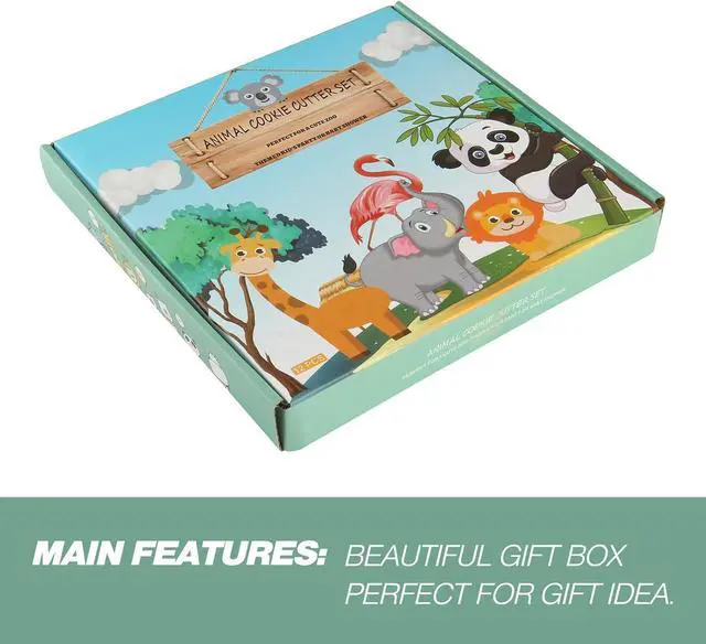 Alt view image 3 of 6 - Animal Cookie Cutters, 12 PCS Cookie Cutters Set with Lion, Giraffe, Hippo, Panda, Koala, Elephant, Dog, Crocodile, Flamingo etc. (Gift Box)