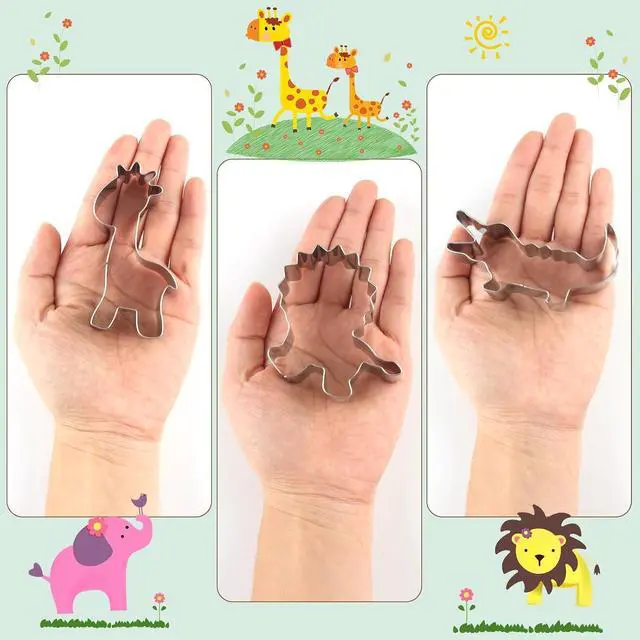 Alt view image 5 of 6 - Animal Cookie Cutters, 12 PCS Cookie Cutters Set with Lion, Giraffe, Hippo, Panda, Koala, Elephant, Dog, Crocodile, Flamingo etc. (Gift Box)