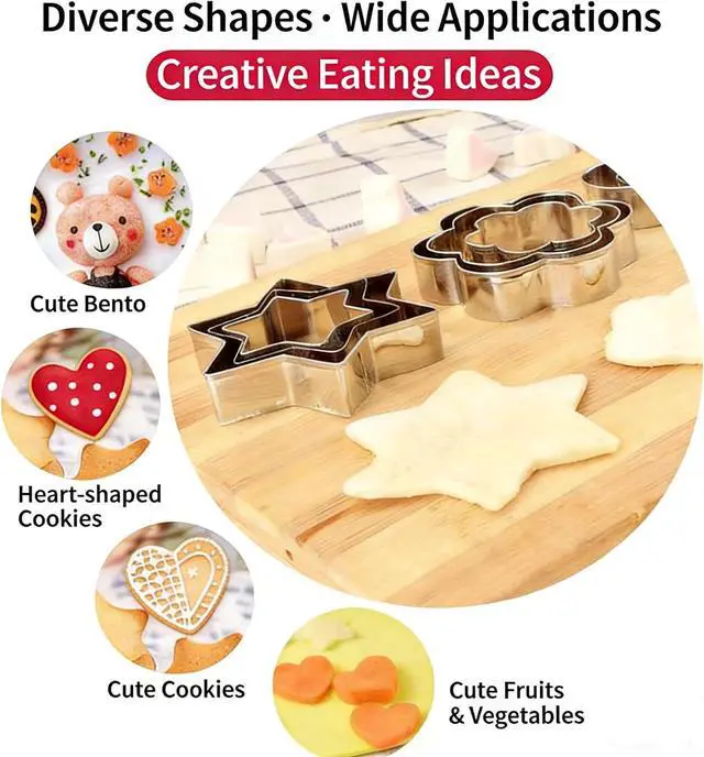 Alt view image 4 of 7 - 18 Pieces Metal Cookie Cutters, Stainless Steel Molds Flower Square Heart Round Star Shapes for Home Holiday Mother's Day