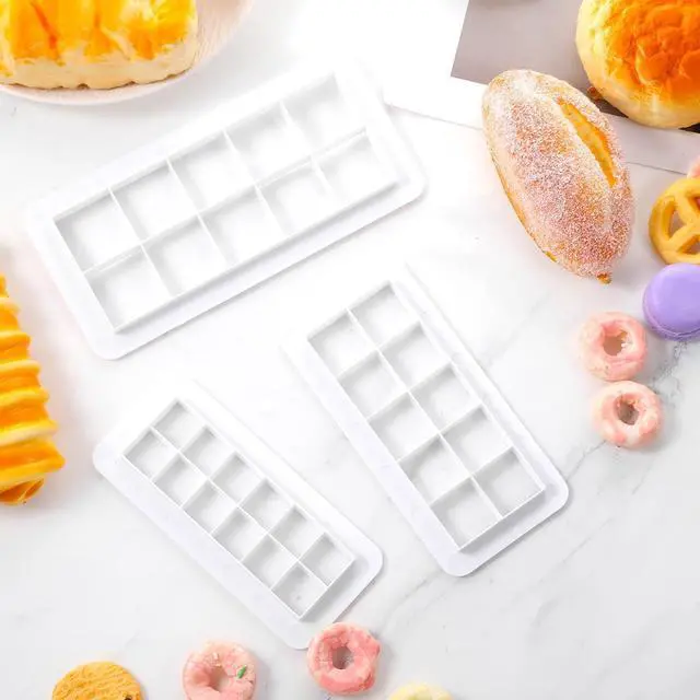 Alt view image 7 of 7 - 3Pcs White Square Cookie Cutter Set, 3 Size Multicutter Square Cake Fondant Cutter Geometric Baking Tools Biscuit Cutters Cake Decorating