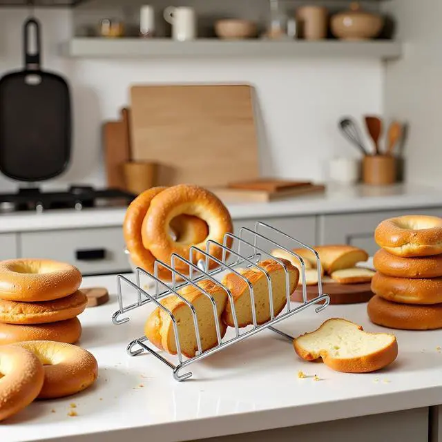 Alt view image 5 of 6 - Silver 8 Holes Stainless Steel Tool Toast Cooling Grid Bread Rack Rectangle Air Fryer Accessories Organizer Safe Healthy Stainless Steel Toast Rack Baking Tools and Accessories(ZS489), 3