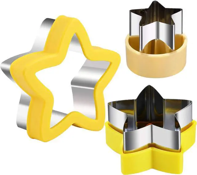 Main image of Stainless Steel Star Cookie Cutters, Mini to Large Sizes, Five-pointed Star & Vegetable Shapes Set for Kids