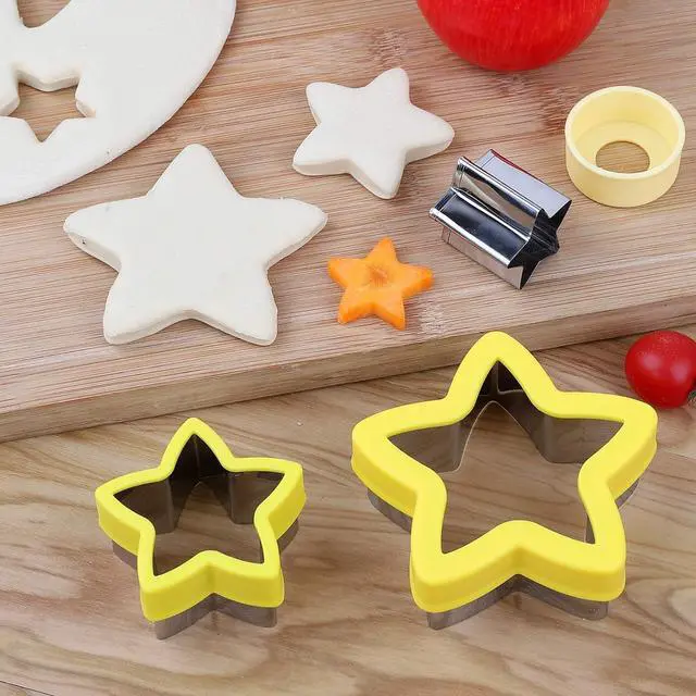 Alt view image 6 of 7 - Stainless Steel Star Cookie Cutters, Mini to Large Sizes, Five-pointed Star & Vegetable Shapes Set for Kids