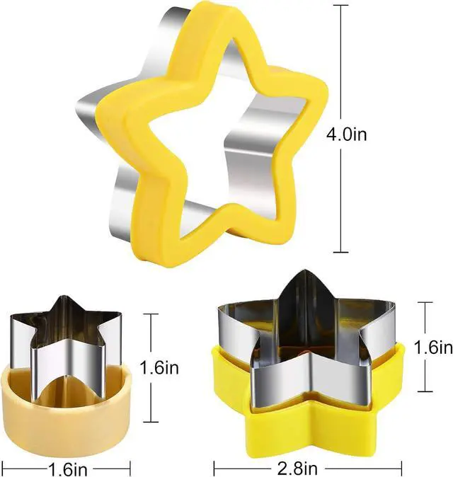 Alt view image 7 of 7 - Stainless Steel Star Cookie Cutters, Mini to Large Sizes, Five-pointed Star & Vegetable Shapes Set for Kids
