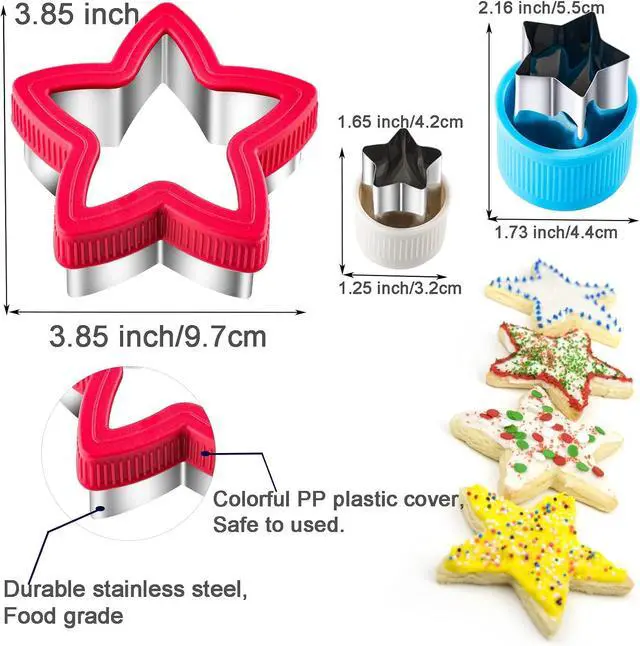 Alt view image 2 of 7 - Star Cookie Cutters Set Sandwich Cutters for Kids 9 pieces Shaped Biscuit Fondant Cake Cheese Pastry Molds Christmas Gifts