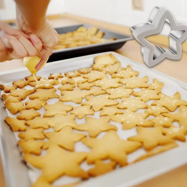 Alt view image 5 of 7 - Star Cookie Cutters Set Sandwich Cutters for Kids 9 pieces Shaped Biscuit Fondant Cake Cheese Pastry Molds Christmas Gifts