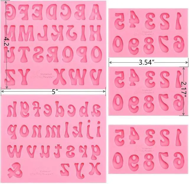 Alt view image 3 of 7 - 5 Pieces Small Letters Molds and Numbers Silicone Molds0-9 Numbers, Uppercase and Lowercase Alphabet Baking Molds for Candy, Chocolate Covered Strawberries, Cake Decoration