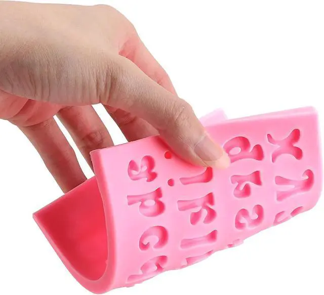 Alt view image 2 of 7 - 5 Pieces Small Letters Molds and Numbers Silicone Molds0-9 Numbers, Uppercase and Lowercase Alphabet Baking Molds for Candy, Chocolate Covered Strawberries, Cake Decoration