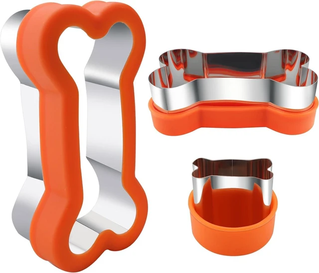 Main image of Dog Cookie Cutters Set 3 Piece -3 Different Sizes Of Dog, Bone, and Paw Print Cookie Mold Dog Bone Cutters Stainless Steel Shaped Cutters for Homemade Treats,Cakes and Cookies