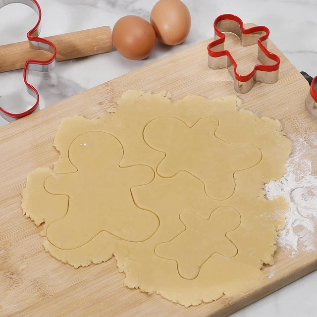 Alt view image 4 of 7 - Gingerbread Man Cookie Cutters 3PCS, Stainless Steel Christmas Cookie Cutter Tools with Red Environmental PVC, Gingerbread Boy Shape Moulds Set for Baking