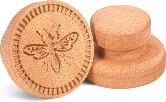 Main image of Wood Cookie Stamp - 2.5 Inch 3D Pressed Biscuit Mold Honeybee
