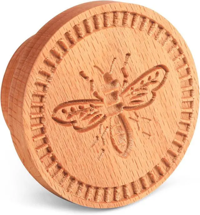 Alt view image 2 of 7 - Wood Cookie Stamp - 2.5 Inch 3D Pressed Biscuit Mold Honeybee