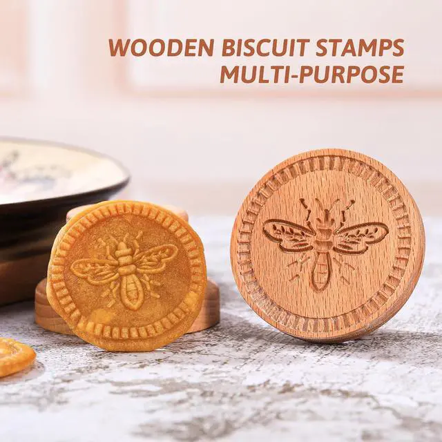 Alt view image 5 of 7 - Wood Cookie Stamp - 2.5 Inch 3D Pressed Biscuit Mold Honeybee