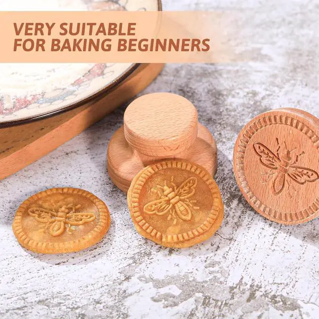 Alt view image 6 of 7 - Wood Cookie Stamp - 2.5 Inch 3D Pressed Biscuit Mold Honeybee