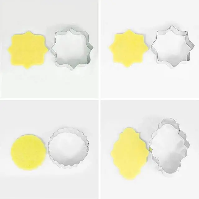 Alt view image 3 of 6 - 10 PCS Plaque Frame Cookie Cutters Set Fondant Tiles Biscuit Cutter Molds for Cookie Fruit Shapes