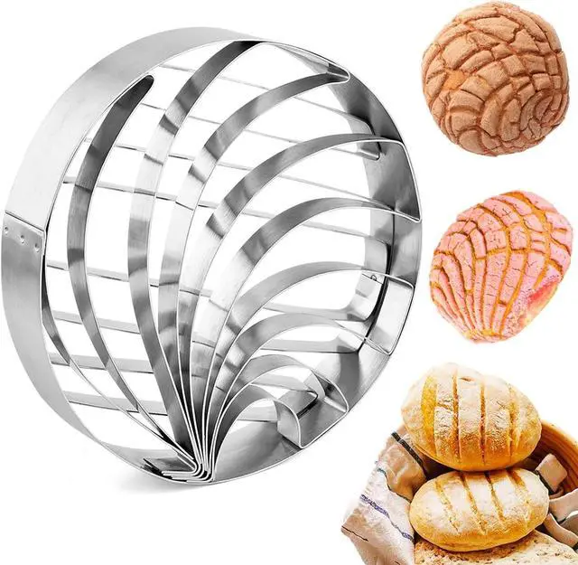 Main image of 4 Inch DoubleSided Concha Cutter, Stainless Steel Concha Stamp, Mexican Bread Mold for Pan Dulce Mexicano, DIY Baking Cookie Cutter (Silver)