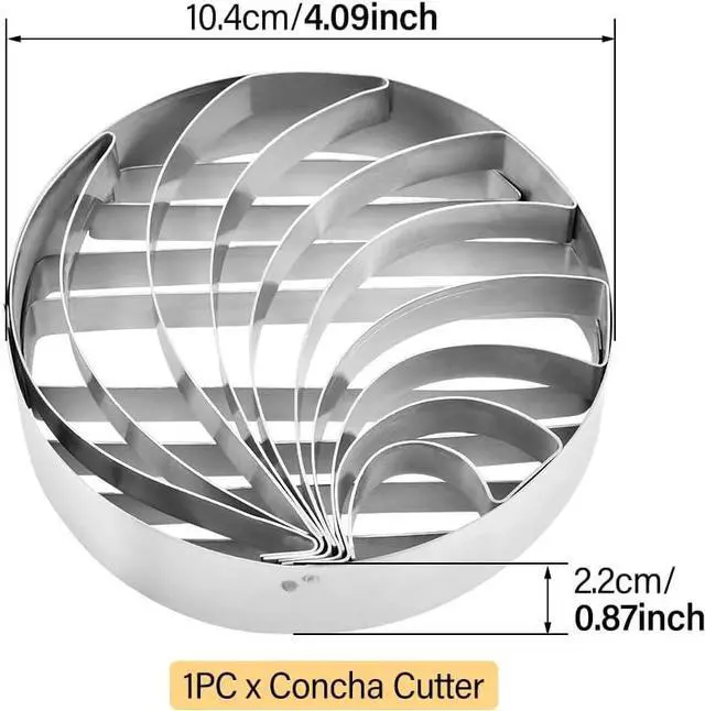Alt view image 2 of 7 - 4 Inch DoubleSided Concha Cutter, Stainless Steel Concha Stamp, Mexican Bread Mold for Pan Dulce Mexicano, DIY Baking Cookie Cutter (Silver)