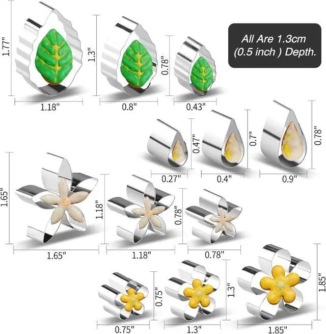 Alt view image 2 of 6 - Small Flower & Leaf Shaped Cutters Set, Cookie Fondant Cutters, Cake Decorating Kits, Mini Cookie Cutters Set of 12