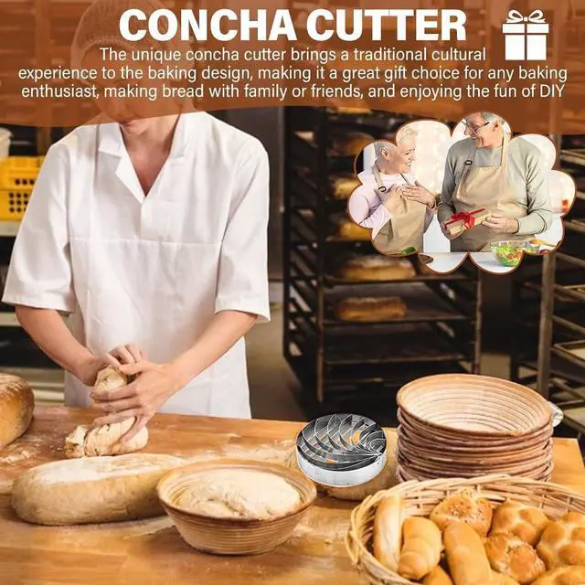 Alt view image 6 of 7 - 4 Inch DoubleSided Concha Cutter, Stainless Steel Concha Stamp, Mexican Bread Mold for Pan Dulce Mexicano, DIY Baking Cookie Cutter (Silver)